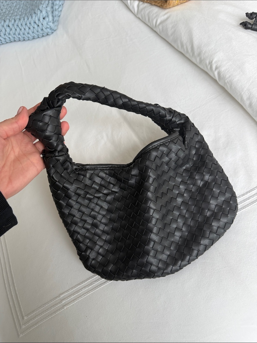 Woven Black Shoulder Bag - Designer Style